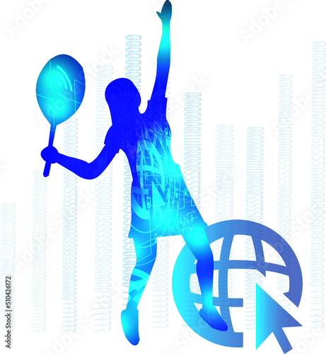 Tennis logo design. Sport science technology concept. Vector illustration.