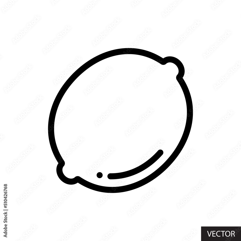 Lemon vector icon in line style design for website design, app, UI, isolated on white background. Editable stroke. Vector illustration.