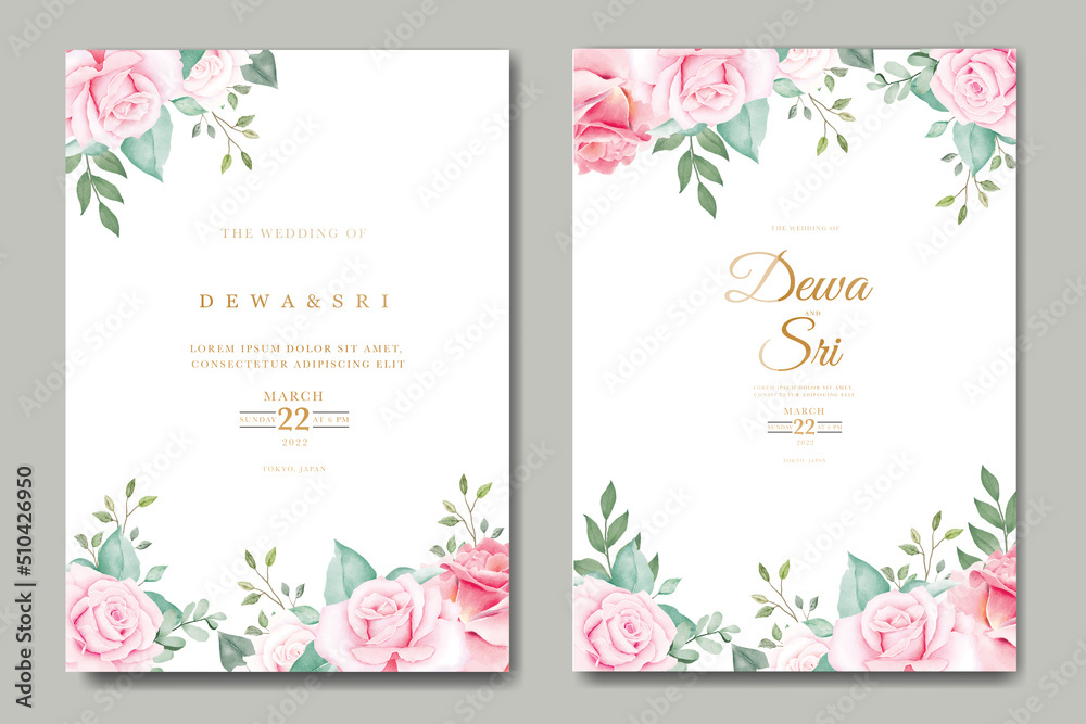 Elegant Floral watercolor Wedding Invitation Card