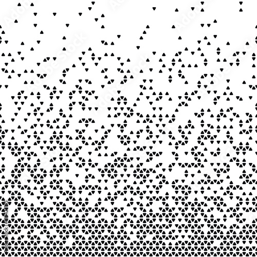 Geometric pattern of black triangles whith rounded corners on a white background.Seamless in one direction.