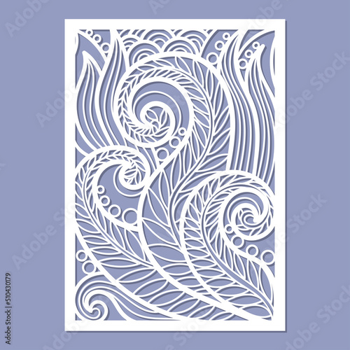 Template for laser cutting vegetable mats. Abstract pattern. For the design of wedding cards, invitations, interior design, art decor, panels, furniture elements, stencils. Vector
