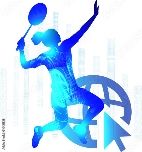 Badminton logo design. Sport science technology concept. Vector illustration.