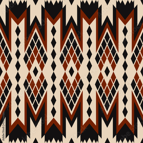 Vector aztec geometric shape vintage southwest red-black color seamless pattern background. Use for fabric, textile, interior decoration elements, upholstery, wrapping.