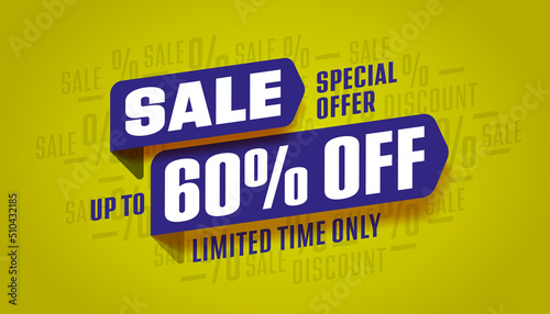 Sixty percent off price discount sale promo banner