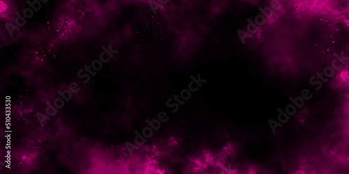 Fototapeta Naklejka Na Ścianę i Meble -  Abstract cosmic purple ink texture watercolor paint deep space galaxy nebula background illustration. Paper textured aquarelle canvas for creative design with scratches. 
