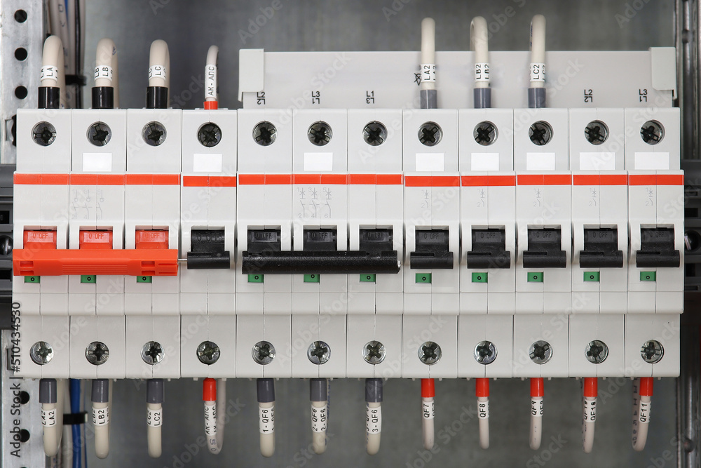 Automatic current switches installed in the electrical panel to protect the load lines.	