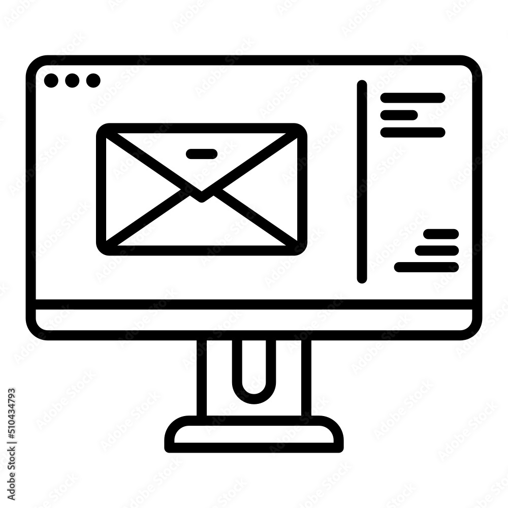 computer screen icon and letter envelope on transparent background computer screen icon and letter envelope on transparent background