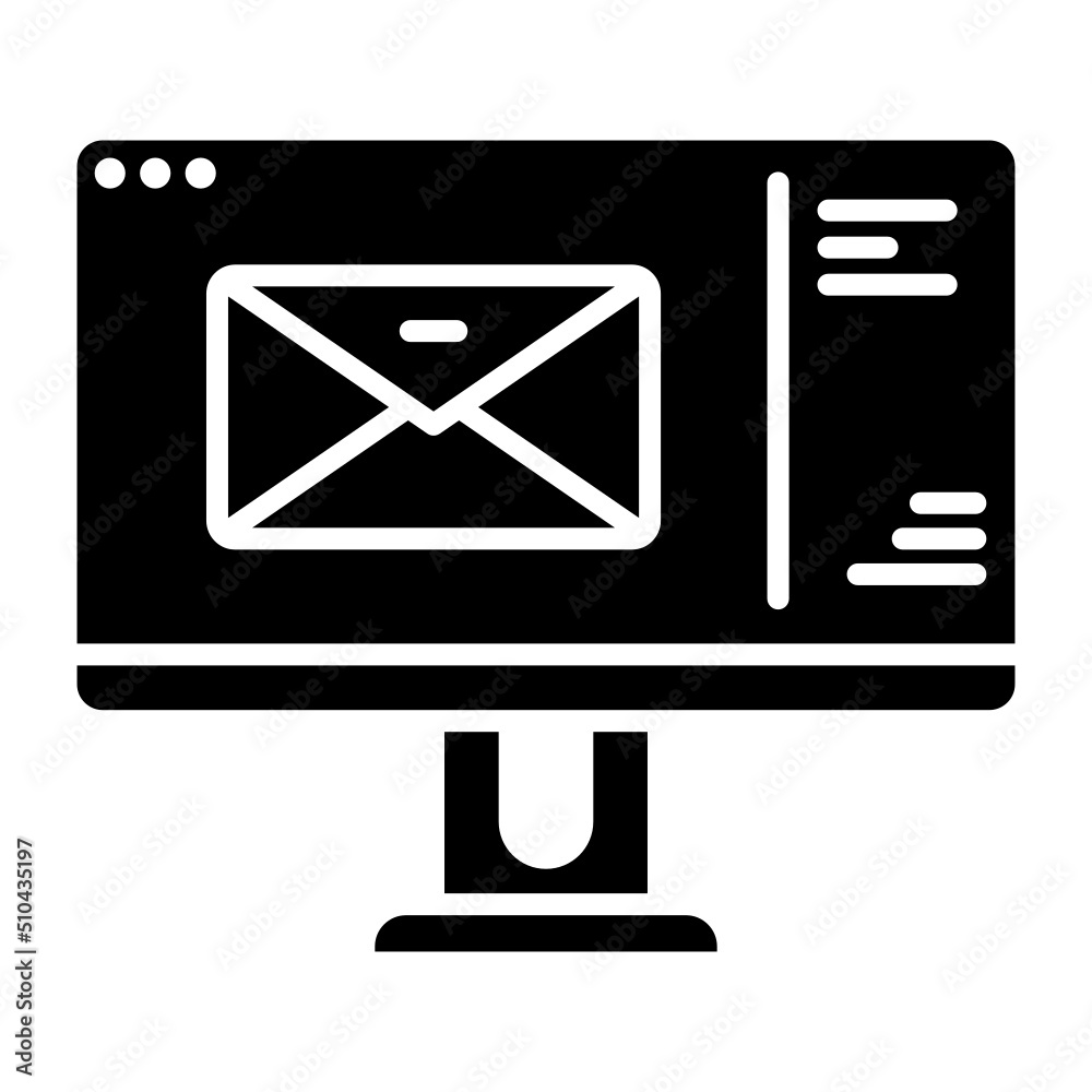computer screen icon and letter envelope on transparent background computer screen icon and letter envelope on transparent background