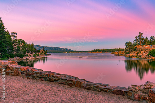 Принти на полотні sunset over big bear lake