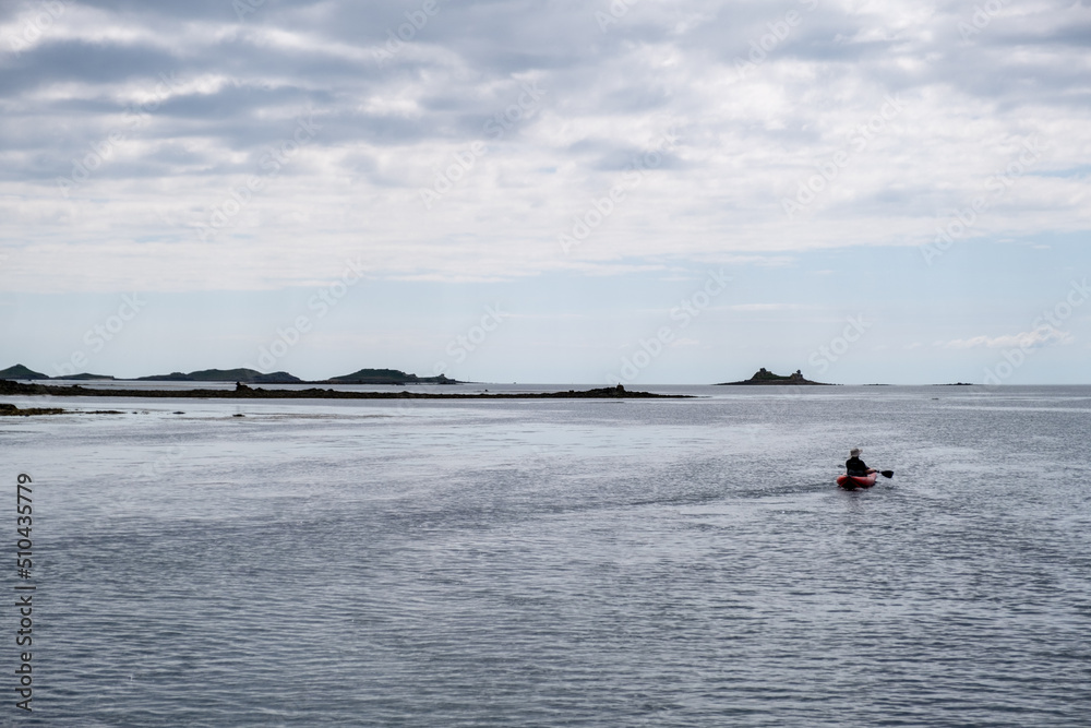 kayaking in the scilly isles cornwall england uk 