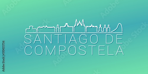 Papier peint Santiago de Compostela, A Coruña, Spain Skyline Linear Design