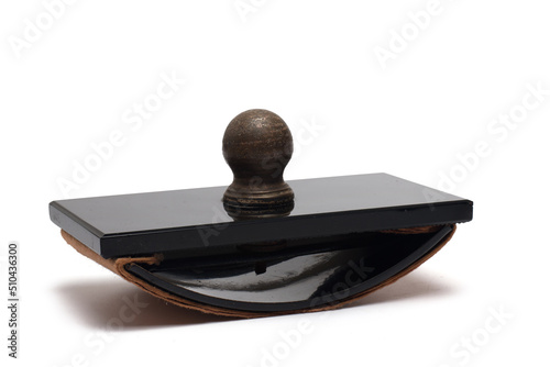 Canvas Print black bakelite rocker ink drying white background