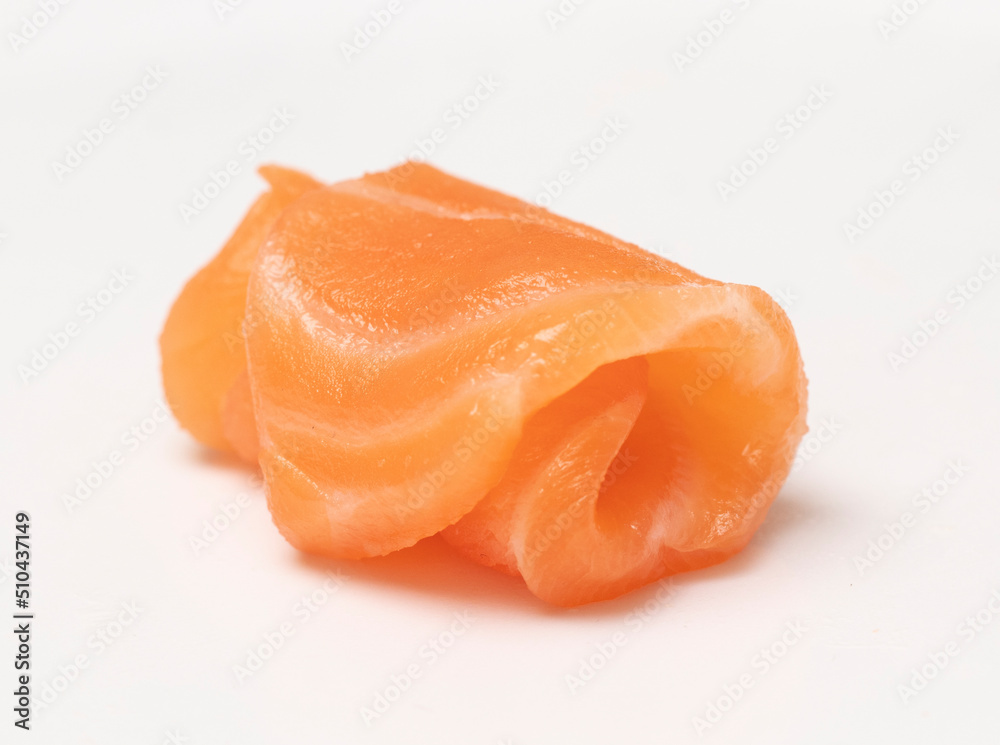 Salmon slices isolated white background. Salmon slices isolated white background.