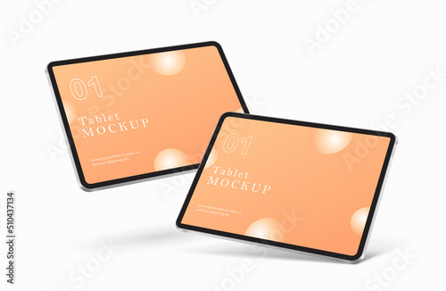 Realistic Tablet mockup. modern tablet mock up isolated on white background. vector illustration. Fully Editable file	 photo