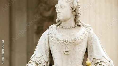 Close-up view of Queen Victoria Statue at St Paul's Cathedral in London, the masterpiece of Sir Christopher Wren, completed in 1710 photo