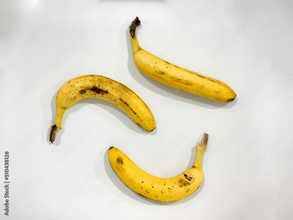 Banana in white background. Sweet yellow banana with detail for advertising or poster. Banana in white background. Sweet yellow banana with detail for advertising or poster.