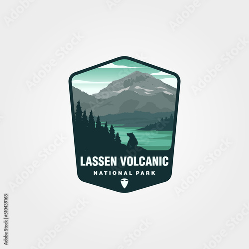 lassen volcanic logo patch vector design, us national park logo design photo