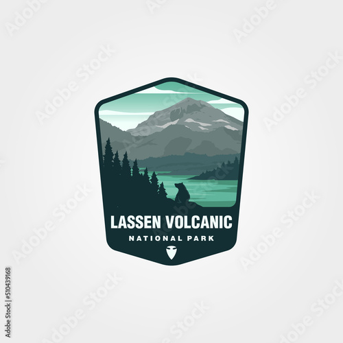 lassen volcanic logo patch vector design, us national park logo design