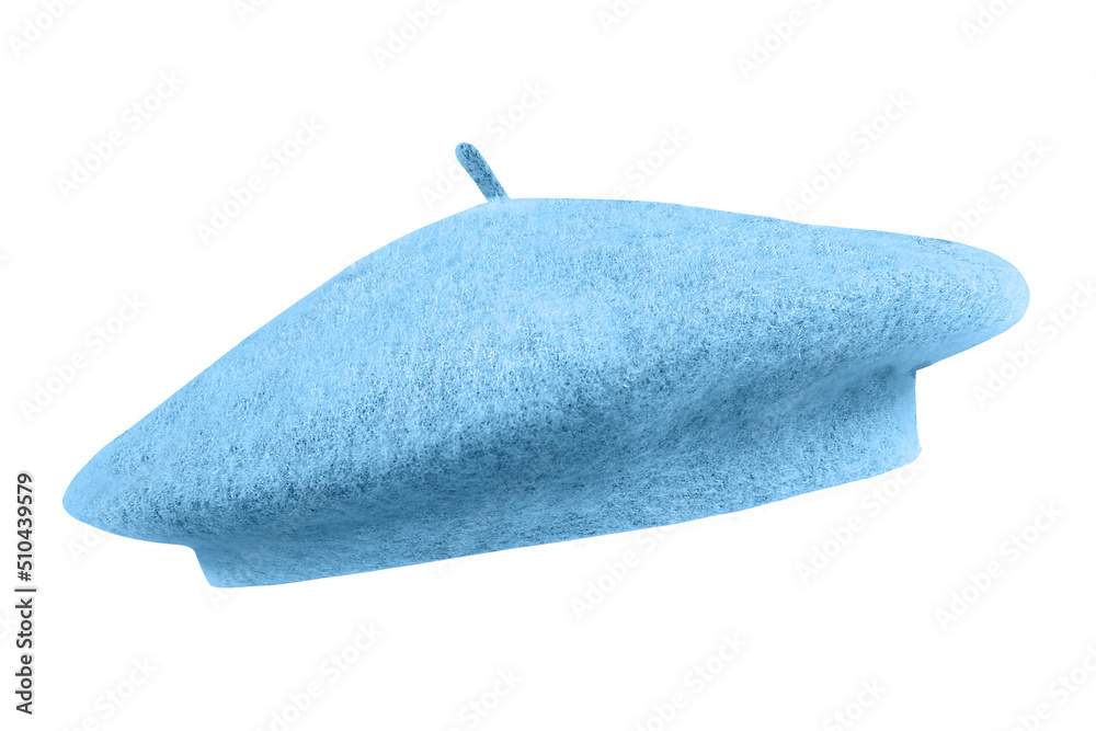 Light blue french cap beret side view isolated on white foto de Stock |  Adobe Stock