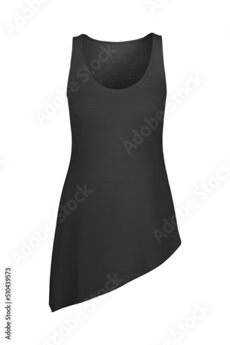 Black asymmetrical summer tunic isolated on white background