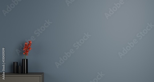 Blank picture frame mockup in modern interior living room, minimal style. 3D rener illustration.