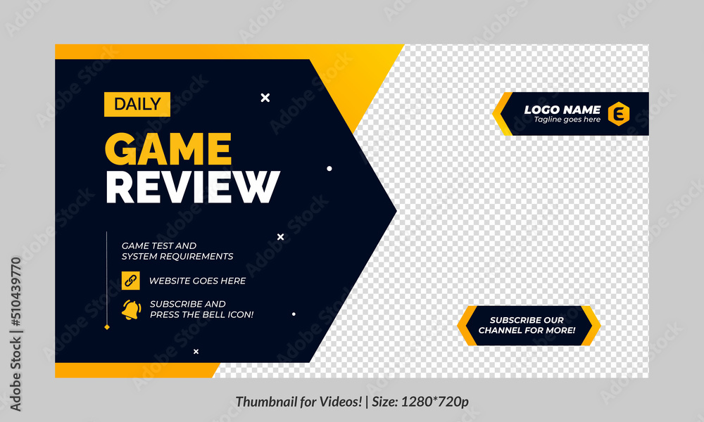 Gaming video thumbnail for streaming and game review. Game review thumbnail. Editable video thumbnail design. Editable video thumbnail Premium Vector, Customizable Thumbnails banner art Video cover. Gaming video thumbnail for streaming and game review. Game review thumbnail. Editable video thumbnail design. Editable video thumbnail Premium Vector, Customizable Thumbnails banner art Video cover.