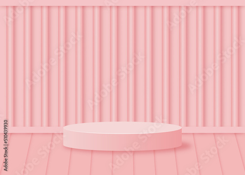 stage podium on pink background vector illustration. 