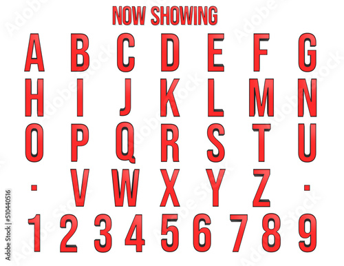Red cinema film marquee letters 3D Illustration