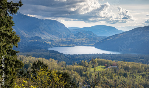 View of Cultus lake from the summit of Mount Thom near Chilliwack in British Columbia Canada