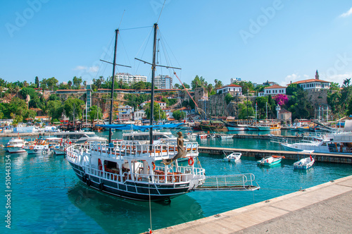 Boats in the harbor. Antalya.