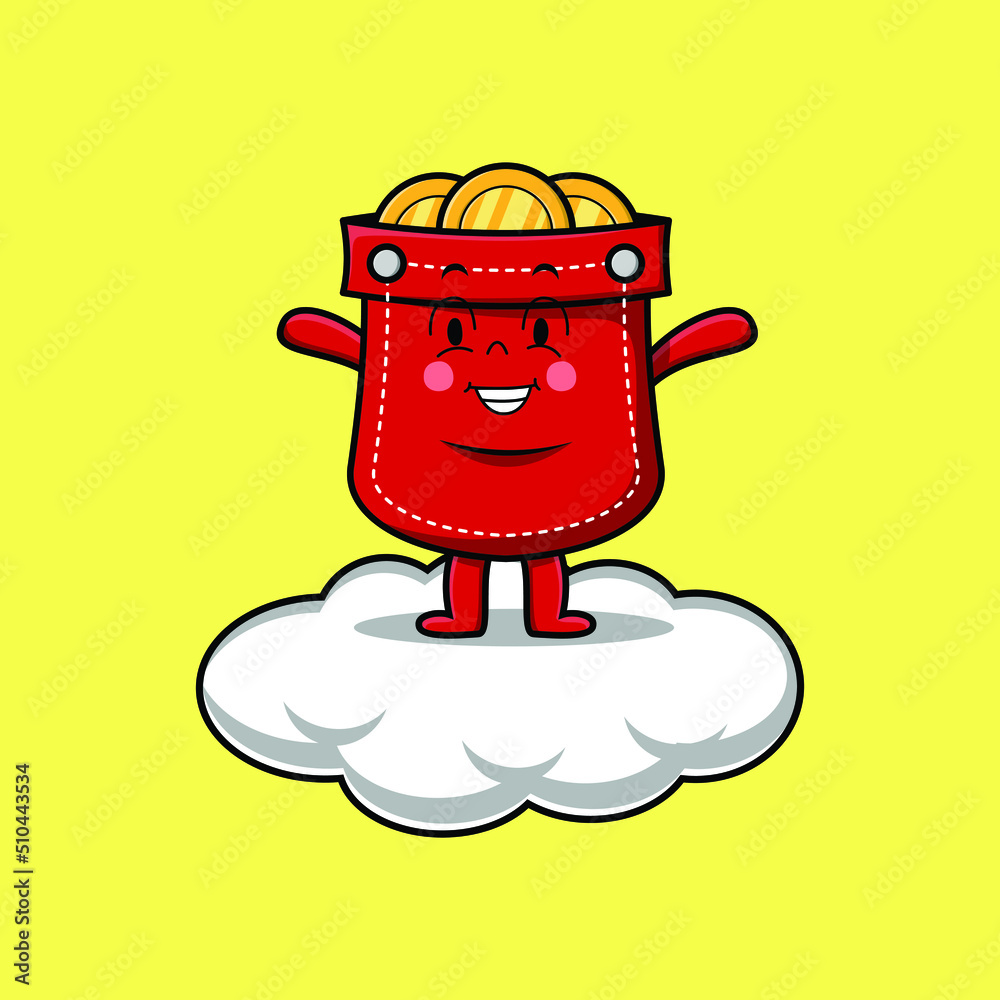 Cute cartoon Pocket character standing in cloud vector illustration in concept flat cartoon style