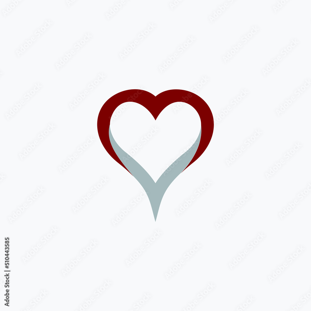 Red heart icon.  Love sign symbol.  White background