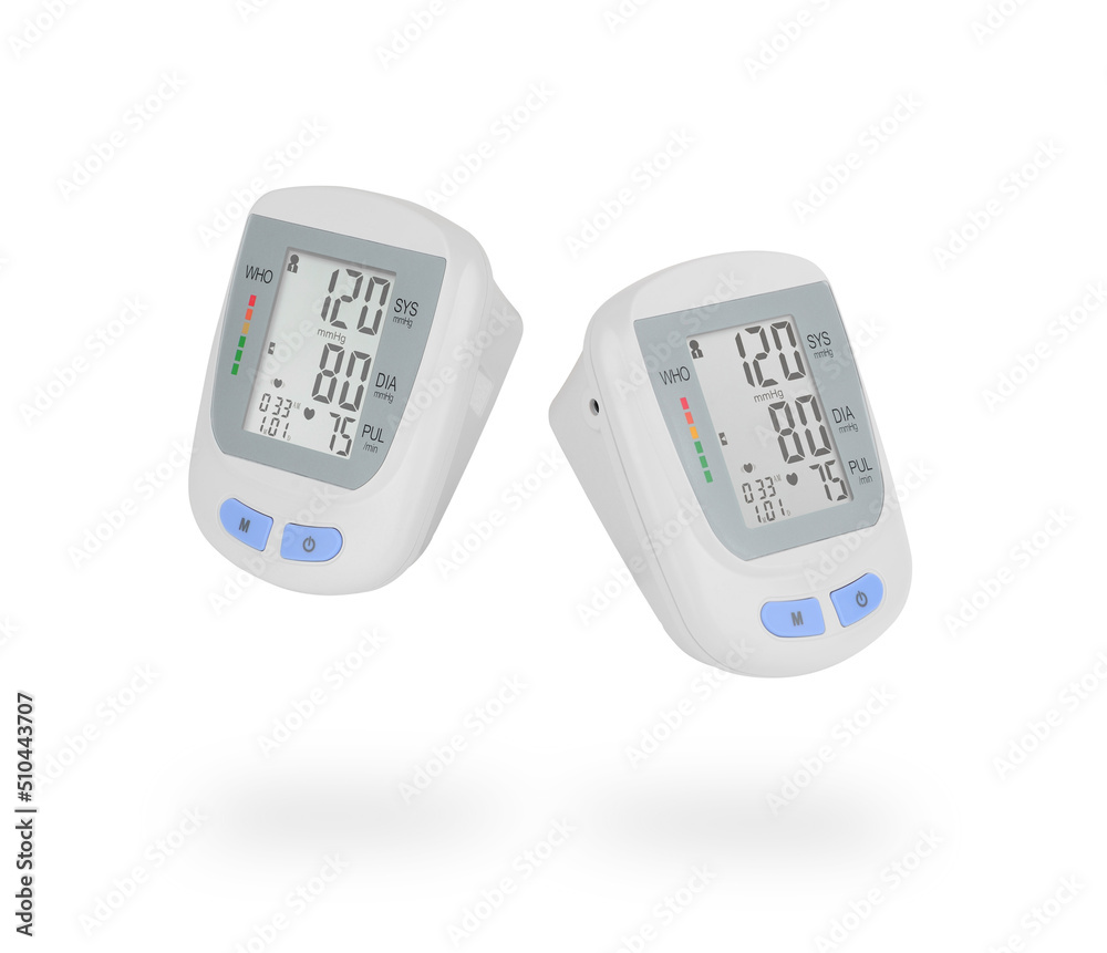 electronic tonometer set isolated on white background electronic tonometer set isolated on white background