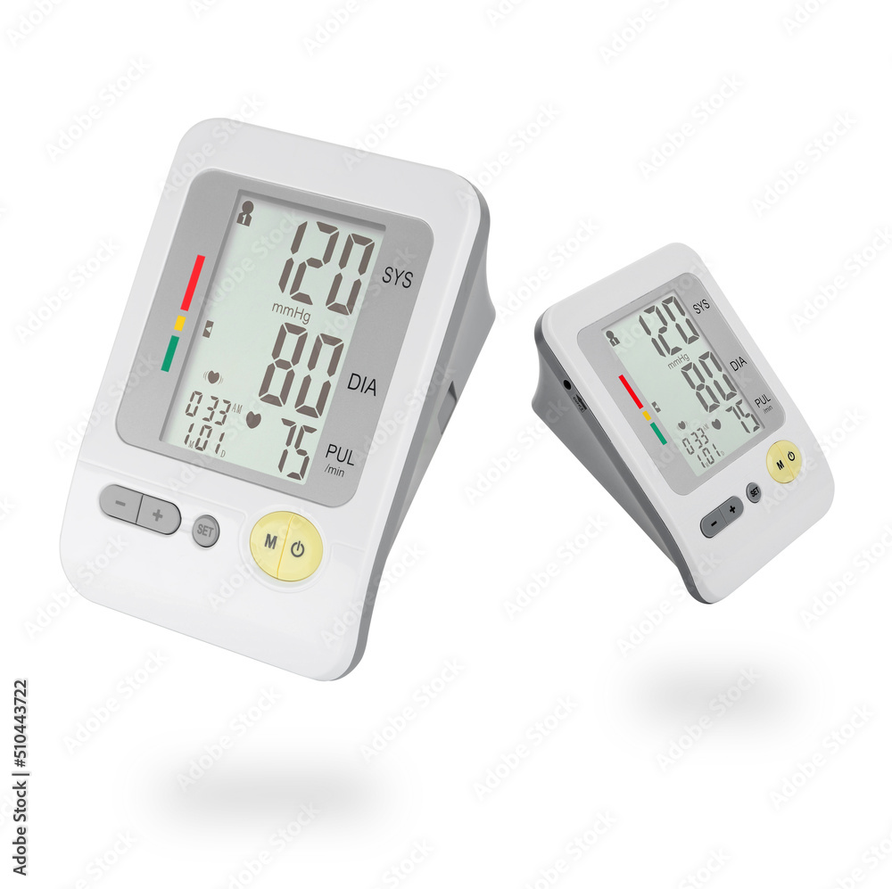 electronic tonometer set isolated on white background electronic tonometer set isolated on white background