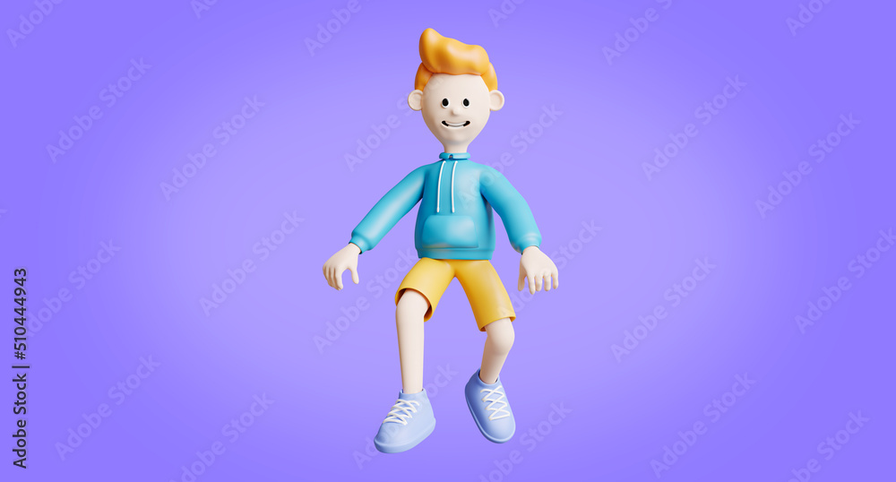 3d render of young man smile and jumping pose. 3d render of young man smile and jumping pose.