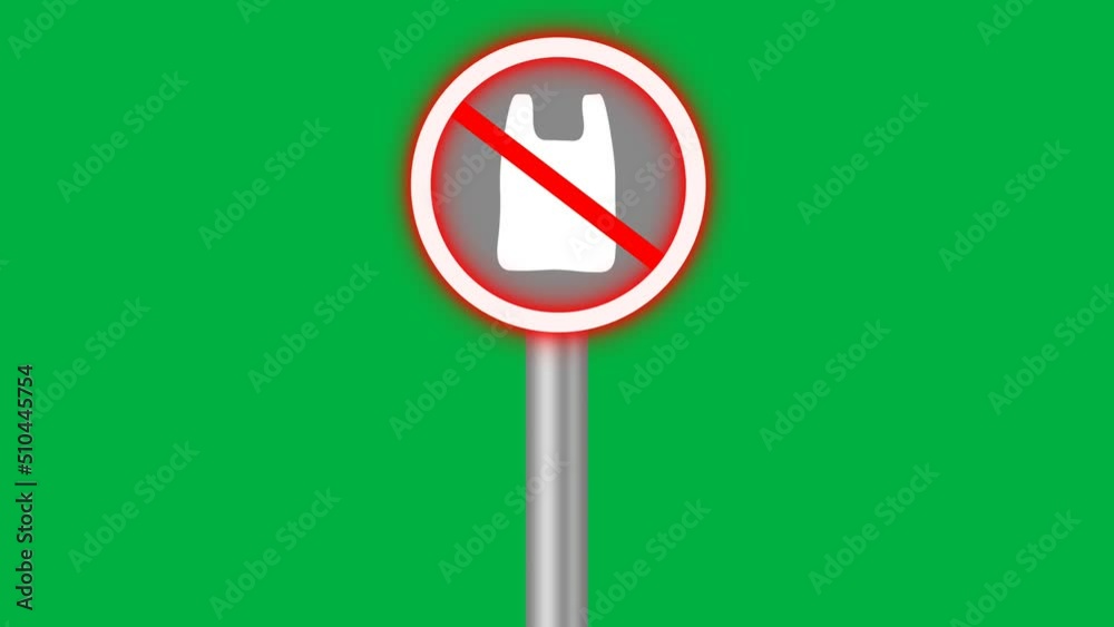 Stop using plastic or ban plastic singh board with blinking red light isolated on green screen. Stop using plastic or ban plastic singh board with blinking red light isolated on green screen.