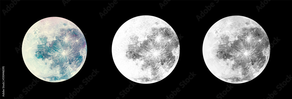 Dark night sky with full moon illustration Stock Illustration | Adobe Stock