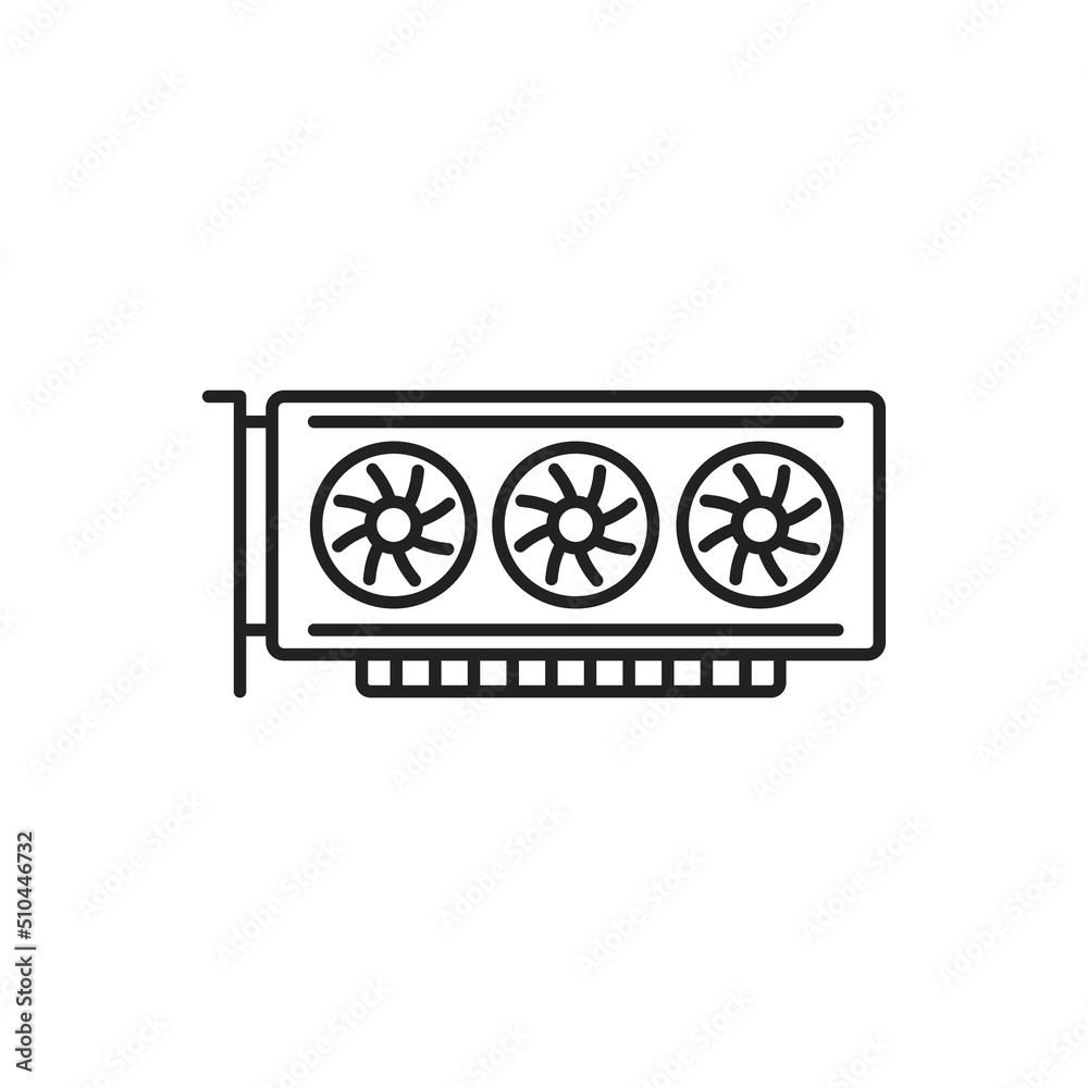 Video card with three coolers icon. High quality black vector illustration.. Video card with three coolers icon. High quality black vector illustration..