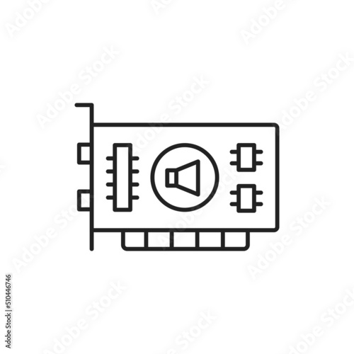 Sound card for computer icon. High quality black vector illustration..