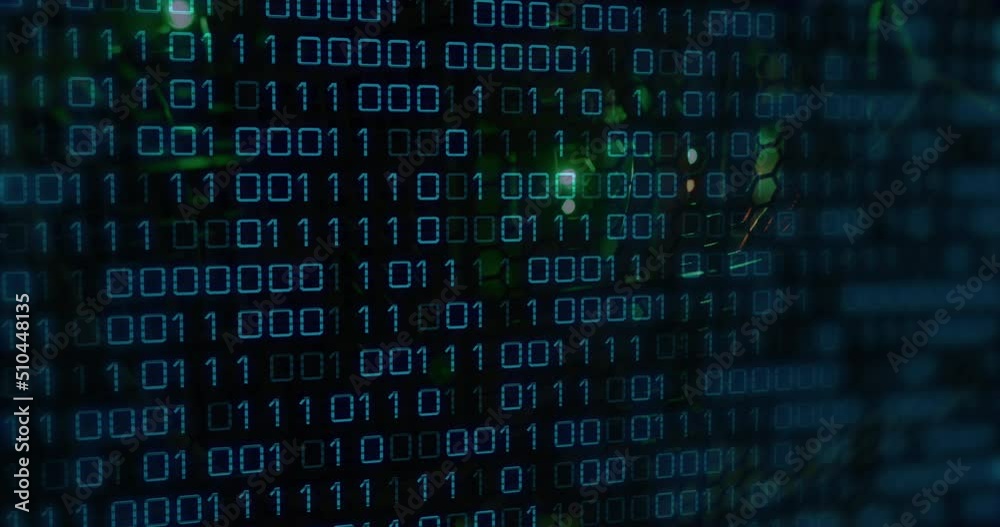 Animation of data processing over server room Animation of data processing over server room