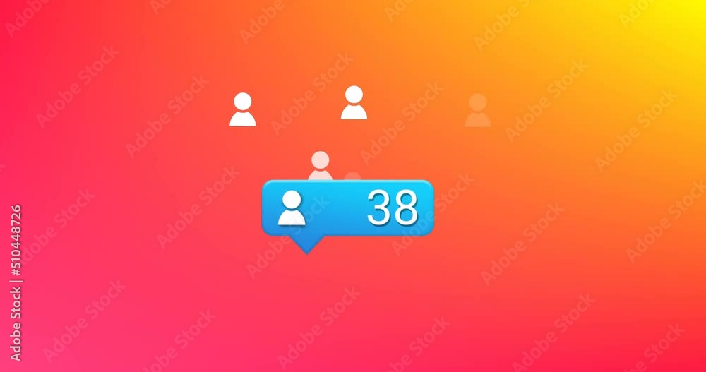 Animation of social media icons falling over colourful background
