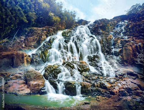 Spectacular waterfall in Malaysia National Park  Endau Rompin  