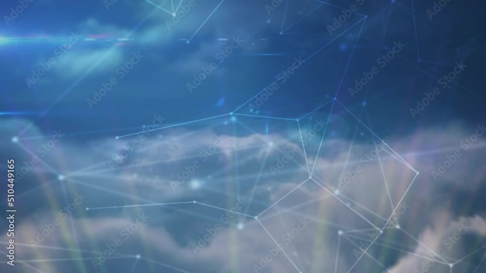 Animation of network of connections over clouds Animation of network of connections over clouds