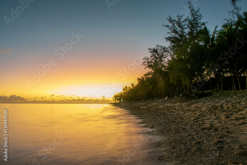 Warm colorful sunset in Mauritius