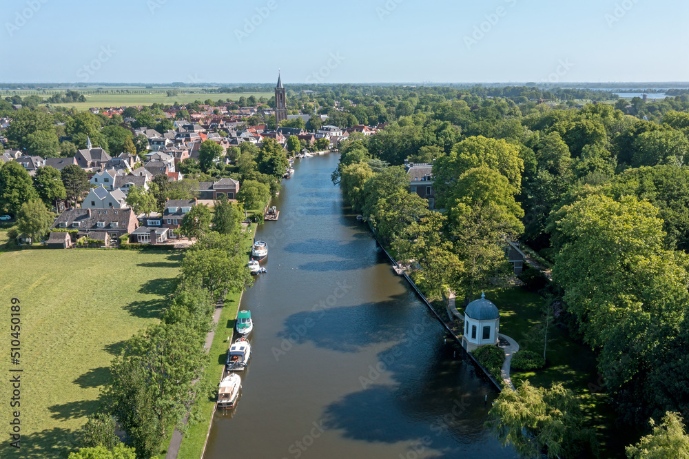 Aerial from the traditional town Loenen aan de Vecht in the Netherlands