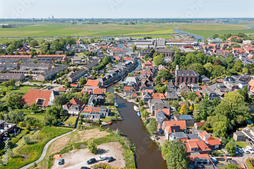 Aerial view from the village Wergea in Friesland the Netherlands photo