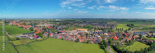 Aerial from the traditional town Workum in Friesland in the Netherlands photo