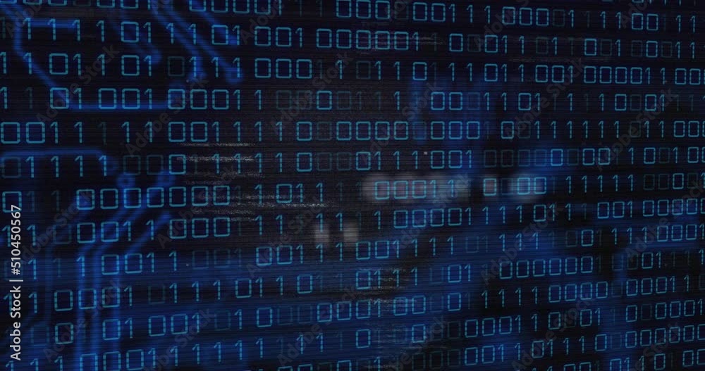 Animation of data processing over black background Animation of data processing over black background
