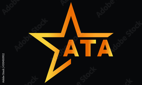 Fotografiet ATA golden luxury star icon three letter logo design vector template