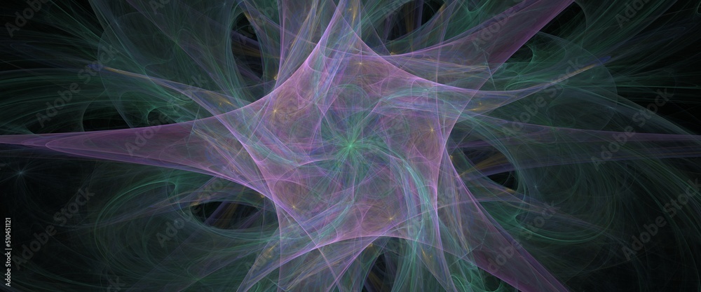 Digital render fractal pattern exquisite widescreen flowing energetic lines in radial symmetry